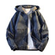 Spring and Autumn Fashion Hooded Retro Zipper Denim Jacket for Men, Teenagers and Students, Loose, Handsome and Casual Jacket