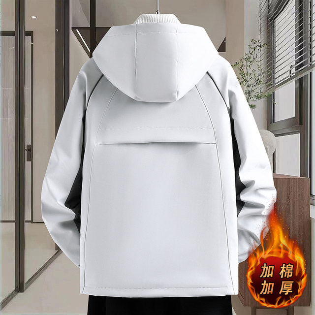 Autumn and Winter Hooded Short Padded Thickened Jacket for Men, Teenagers, and Middle School Students, Warm and Slim-Fitting Outerwear