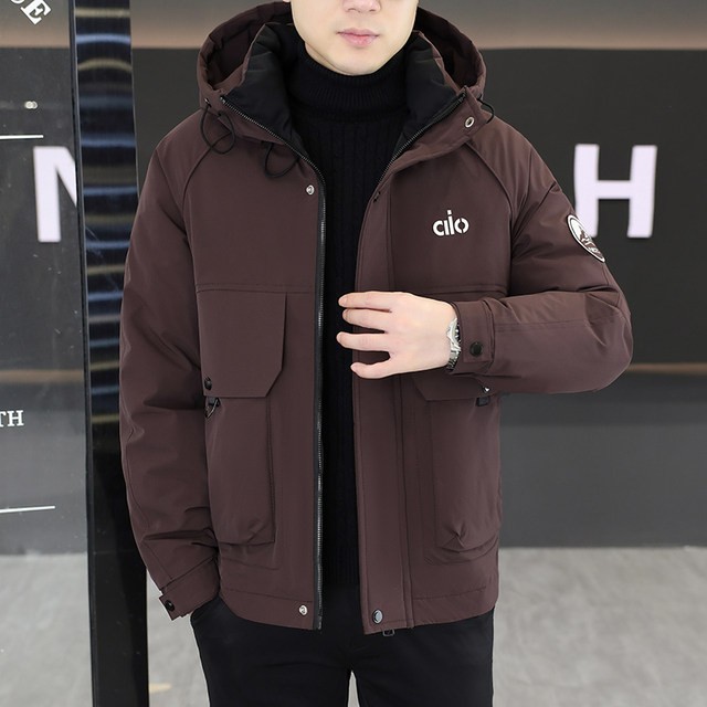 2025 Winter Hooded Personalized Workwear Cotton Jacket for Men, Short Style, Youth Loose Fit, Korean Version, Thickened and Warm Cotton Coat