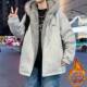 New winter hooded plus velvet thickened suede mountain carving cotton coat jacket for male teenagers and students warm jacket