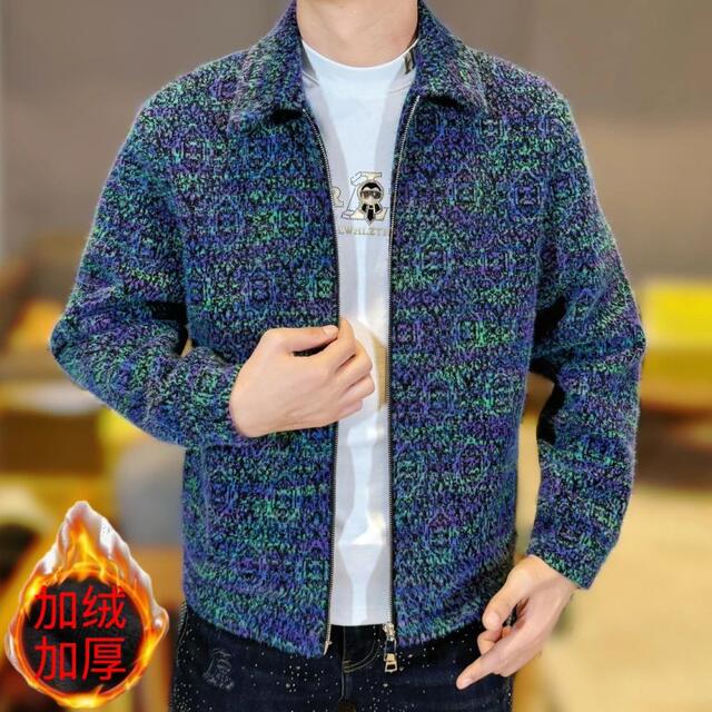 Winter New Style Lapel Chanel-Style Fleece-Lined Thickened Jacket for Young Men, Trendy and Warm Outerwear