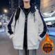 Autumn and winter hooded zipper cardigan cotton thick sweatshirt jacket male teenagers middle school students warm jacket top