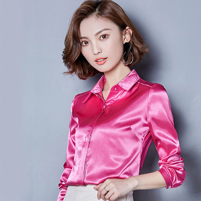 Heavyweight Silk Satin Shirt for Women, Long-Sleeved, New Style, White, Versatile, Professional Wear, Slimming, Mulberry Silk Base Shirt for Women Heavyweight Silk Satin Shirt for Women, Long-Sleeved, New Style, White, Versatile, Professional Wear, Slimming, Mulberry Silk Base Shirt for Women