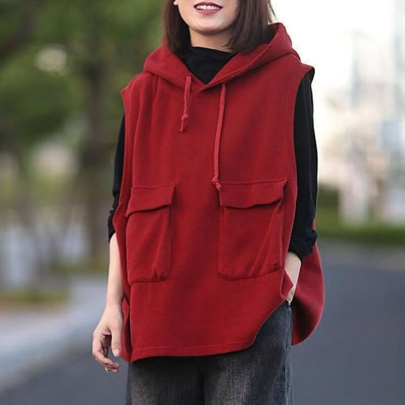 Hooded Sleeveless Vest for Women, Autumn and Winter Outerwear, Loose Plus-Size Casual Vest, Thin Style for Middle-Aged Moms Hooded Sleeveless Vest for Women, Autumn and Winter Outerwear, Loose Plus-Size Casual Vest, Thin Style for Middle-Aged Moms