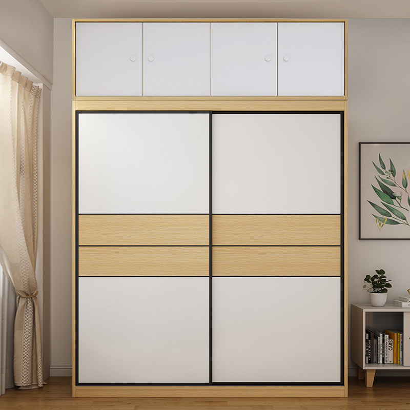 Nordic Ramen Wardrobe Modern Minimalist Economy Type Moving Door Wardrobe Assembly Home Bedroom Overall Large Closet