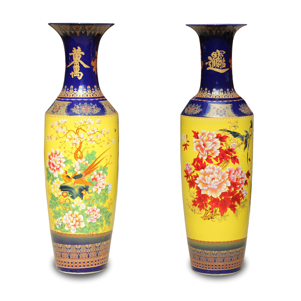 Jingdezhen ceramics yellow flower rich Chinese style flower on the lobby floor of the big vase was sitting room adornment is placed