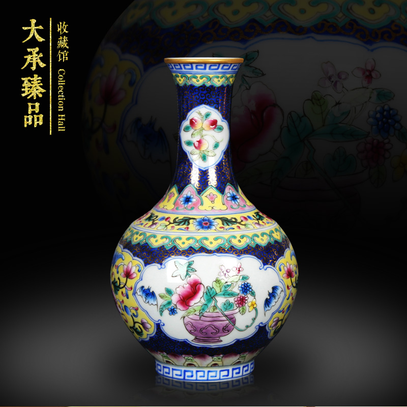 Chinese style antique hand - made jingdezhen ceramics enamel see colour blue open flower vases, small decorations furnishing articles