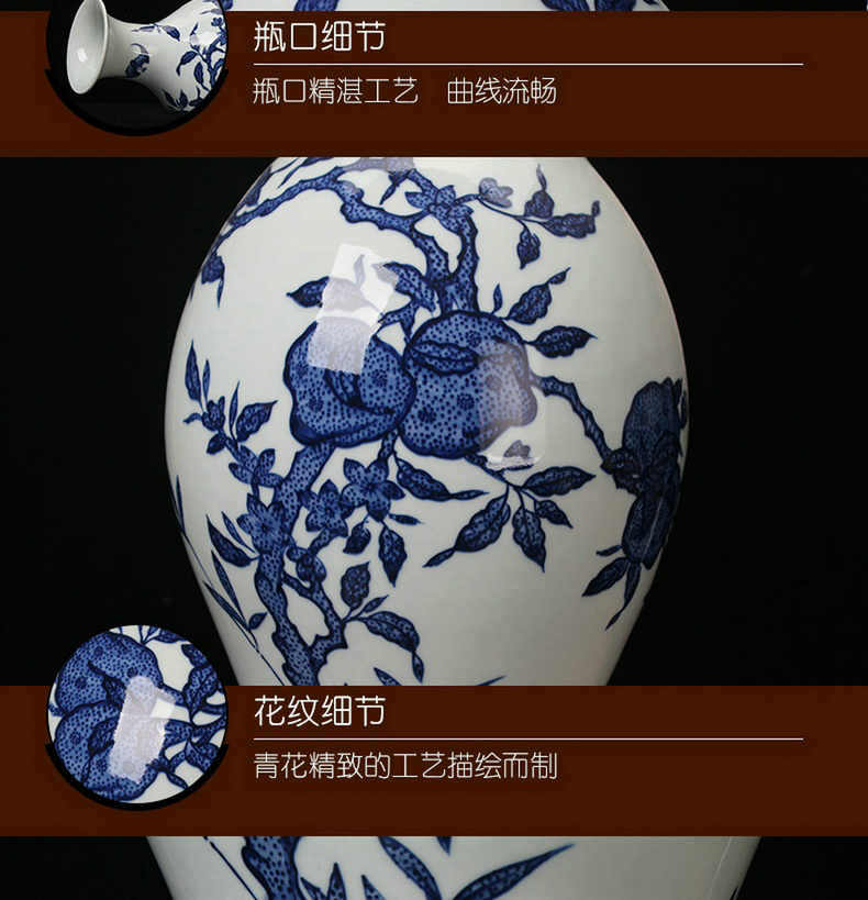 Jingdezhen ceramic vase furnishing articles antique blue - and - white hand - made life of Chinese olive vase sitting room home decoration