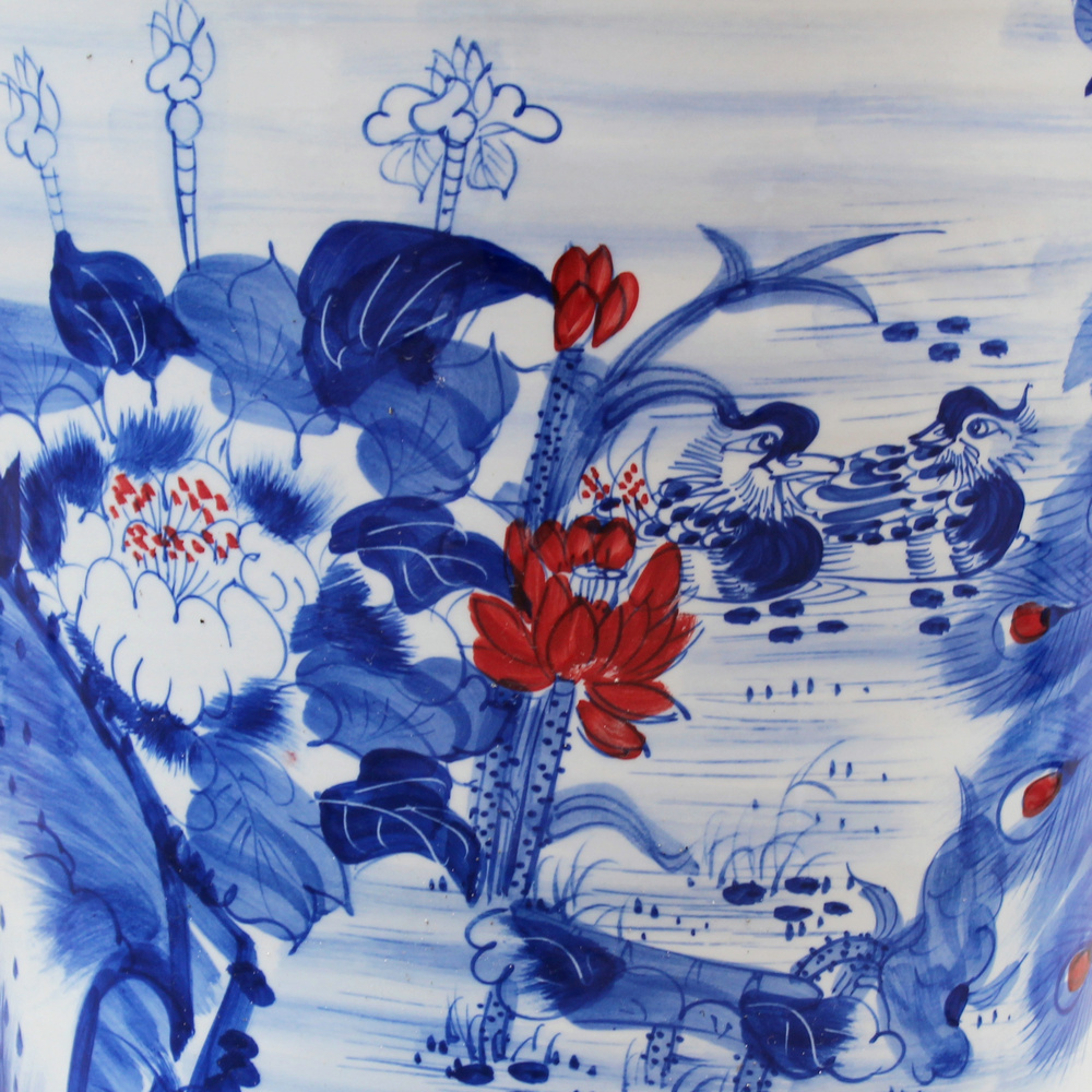 Blue and white youligong hand - made porcelain of jingdezhen ceramics birds pay homage to the king of large vases, Chinese style living room furnishing articles