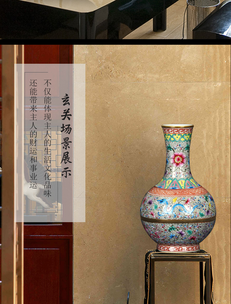 Jingdezhen ceramics vase see hand made enamel tenglong volume grass grain floral crafts vase collection