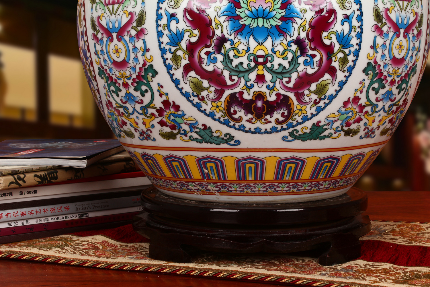 Archaize of jingdezhen ceramics powder enamel bound branch lotus celestial sphere of large vases, Chinese style household crafts are set