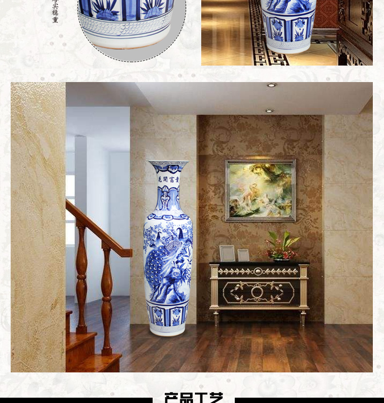 Jingdezhen ceramics hand - made peacock figure of large vase hotel opening gifts sitting room adornment is placed