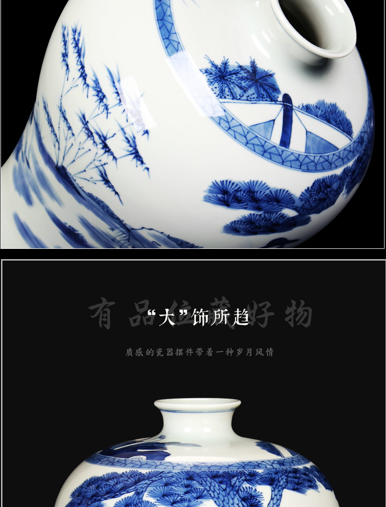 Jingdezhen ceramics vase hand - made xiangshan nine LaoMei bottles of Chinese style household decorative furnishing articles of blue and white porcelain arts and crafts