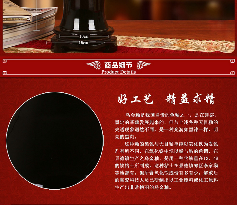 Color black sharply jingdezhen ceramics glaze vase contracted and I household decoration decoration decorative furnishing articles