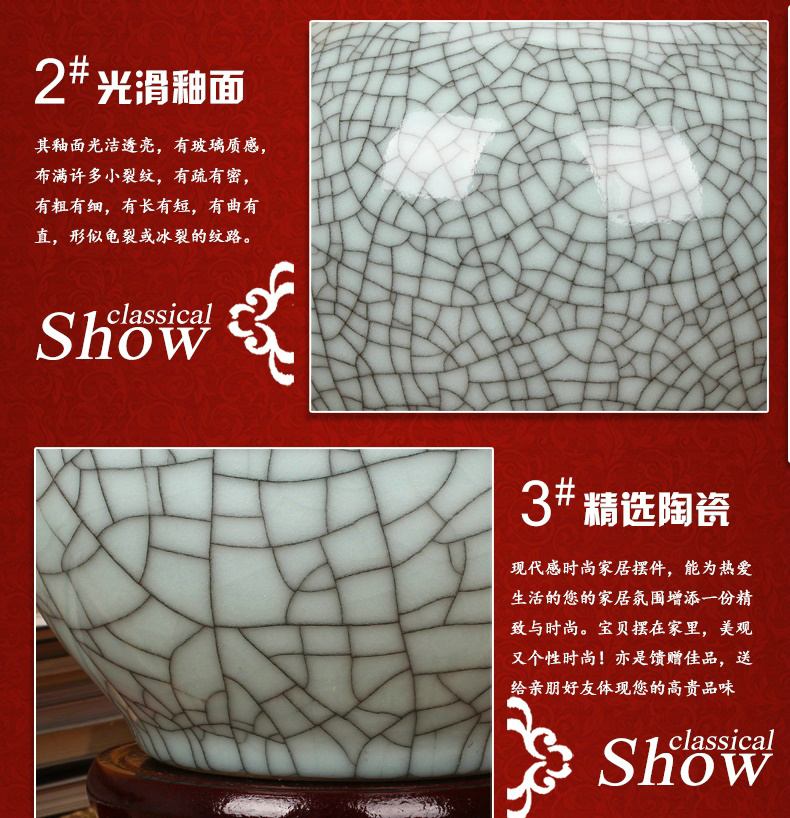 Chinese style of the ancients of jingdezhen ceramics up crack glaze vase modern classical household crafts decoration