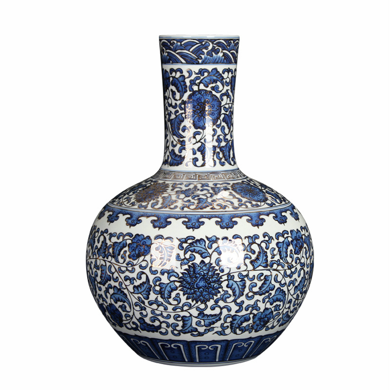 Jingdezhen blue and white paint around branches celestial hand - made ceramics vase Chinese style classical collection handicraft furnishing articles