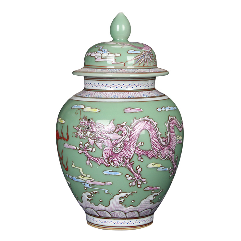 Jingdezhen blue and white Chinese dragon playing beads ceramics furnishing articles, general tank storage tank caddy fixings furnishing articles