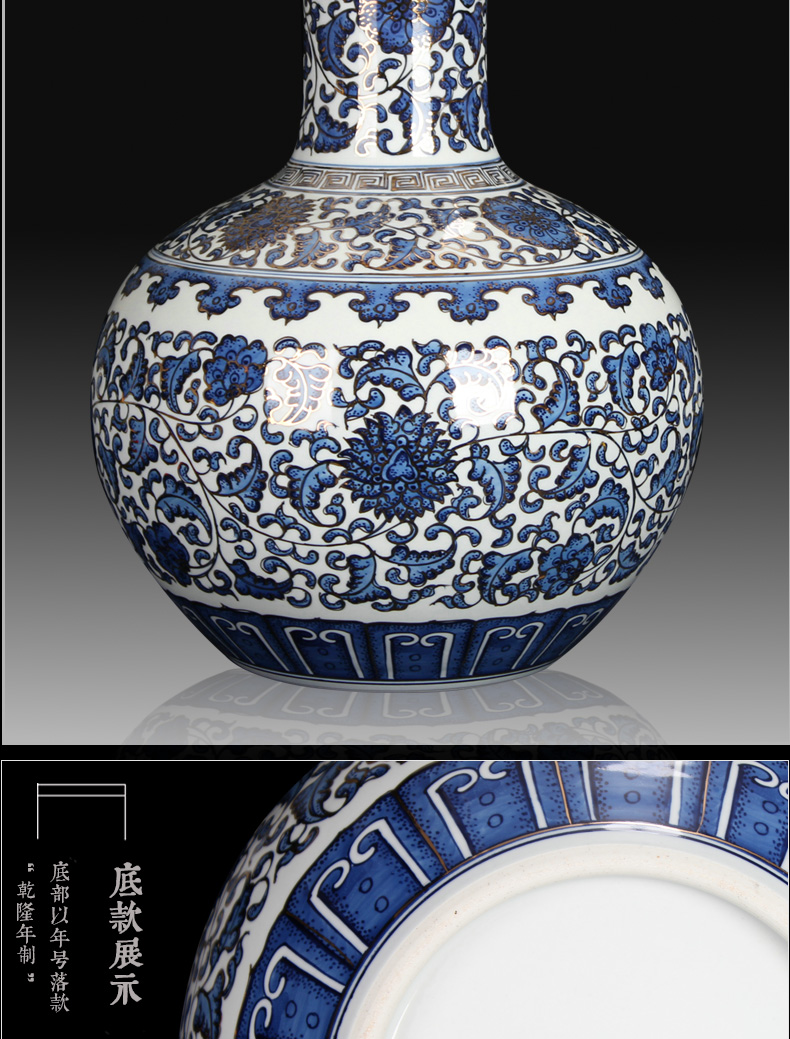 Jingdezhen blue and white paint around branches celestial hand - made ceramics vase Chinese style classical collection handicraft furnishing articles