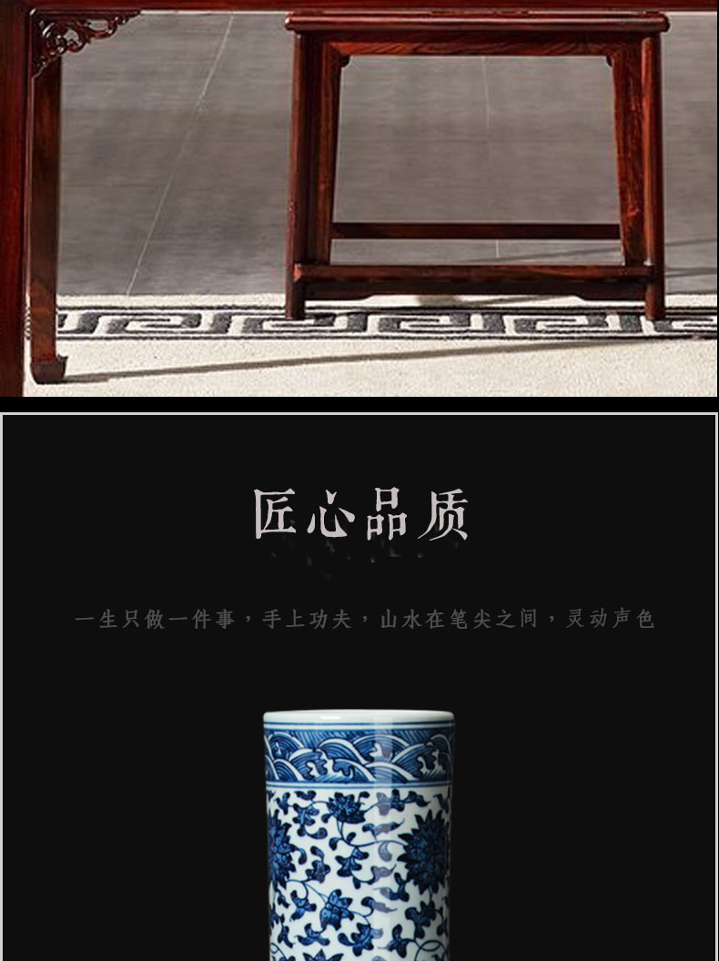 Jingdezhen ceramics vase furnishing articles hand - made antique bound branch pomegranate grain celestial vase of blue and white porcelain collection