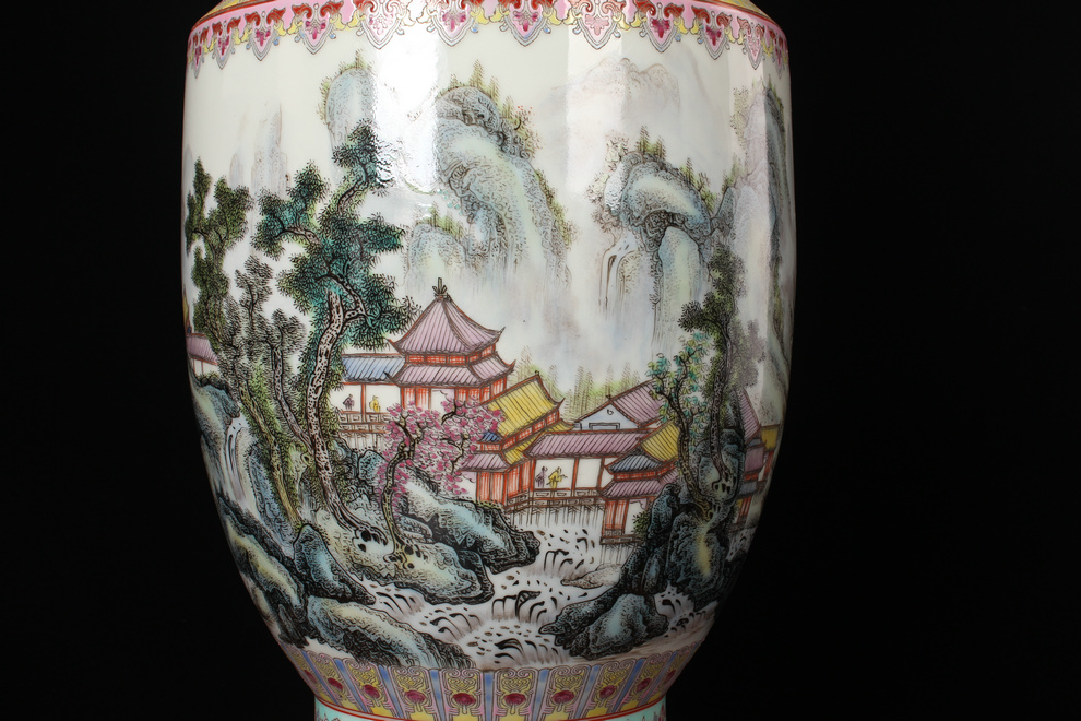 Antique hand - made jingdezhen ceramics powder enamel factory goods and fuels the admiralty large bottle classical household ornaments