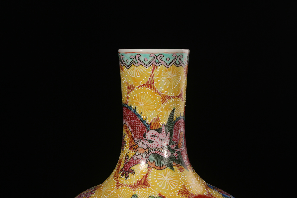 Jingdezhen ceramics vase archaize enamel pastel color dragons and phoenixes vase classical hand - made furnishing articles ornaments