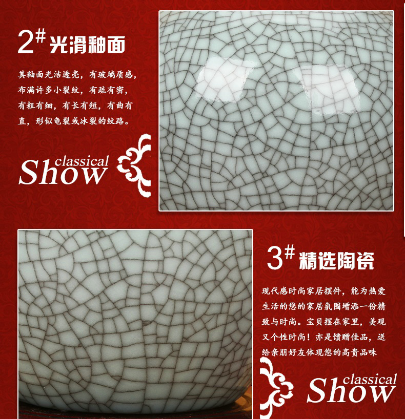 Chinese style of the ancients of jingdezhen ceramics up crack glaze vase modern classical household crafts decoration