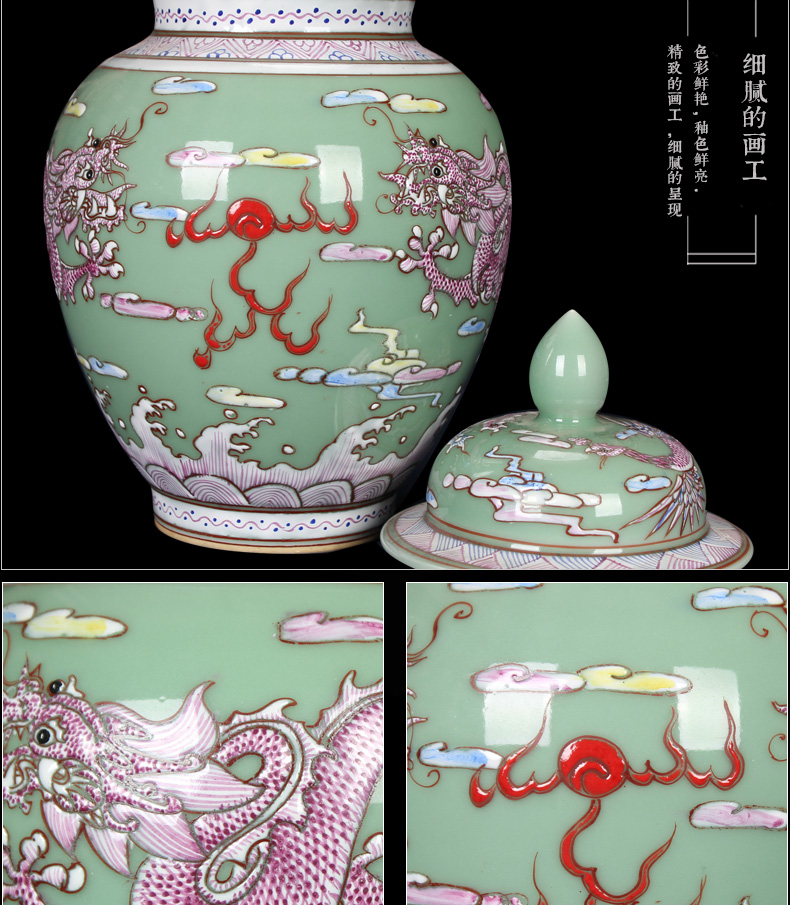 Jingdezhen blue and white Chinese dragon playing beads ceramics furnishing articles, general tank storage tank caddy fixings furnishing articles