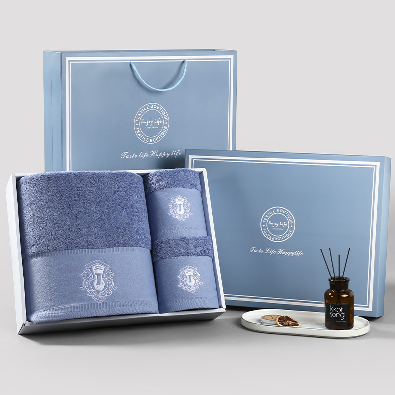 Towel and Bath Towel Gift Set, Pure Cotton, Absorbent, Three-Piece Set, Souvenir Wrap Towel, Thickened, Exclusive for Five-Star Hotels, High-End