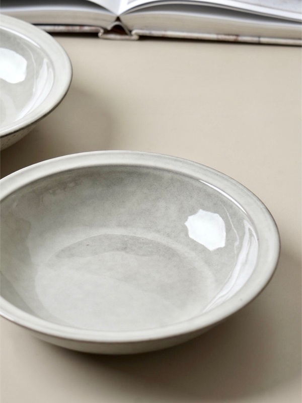 Australian Silver-Gray Deep Plate 20Cm*4Cm High-Temperature Underglaze Color Microwave-Safe, Last Order with Minor Flaws @4-2@