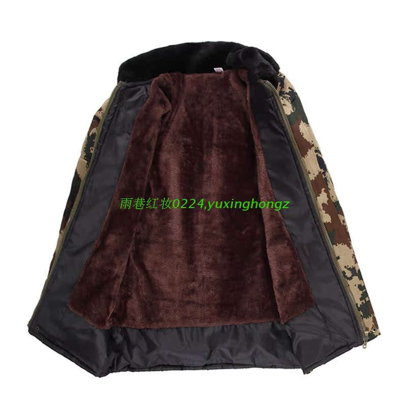 Bộ đồ cotton mùa đông cho nam trung niên quần áo ngụy trang cộng với áo khoác nhung trung niên dày cộng với phân bón để tăng áo khoác ngoài bằng cotton áo parka nam
