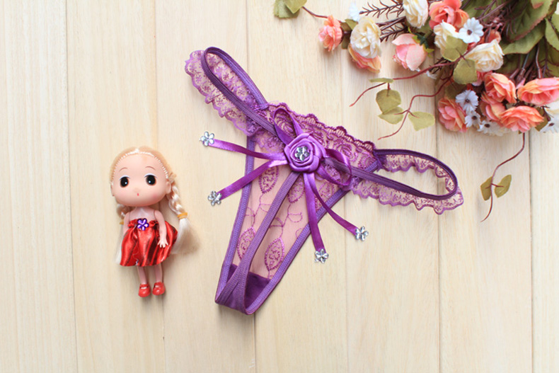 Quần áo ren thêu eo thấp thong trong suốt kim cương T quần phối đồ lót nữ gợi cảm hương vị nóng bỏng quần lót chữ c