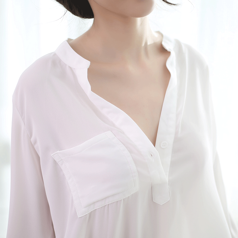 Sentiment women transparent white shirt sexy pajamas chiffon long sleeve shirt boyfriend wind boyfriend husband skirt