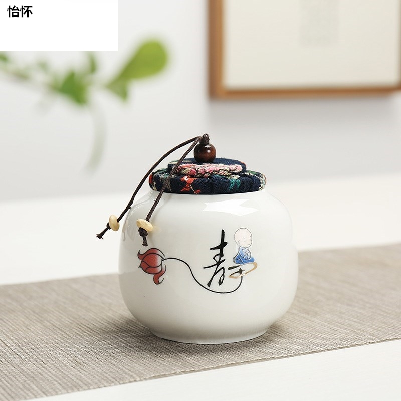 Caddy fixings creative move fashion Caddy fixings ceramic seal pot small portable storage tank receives the tea bag