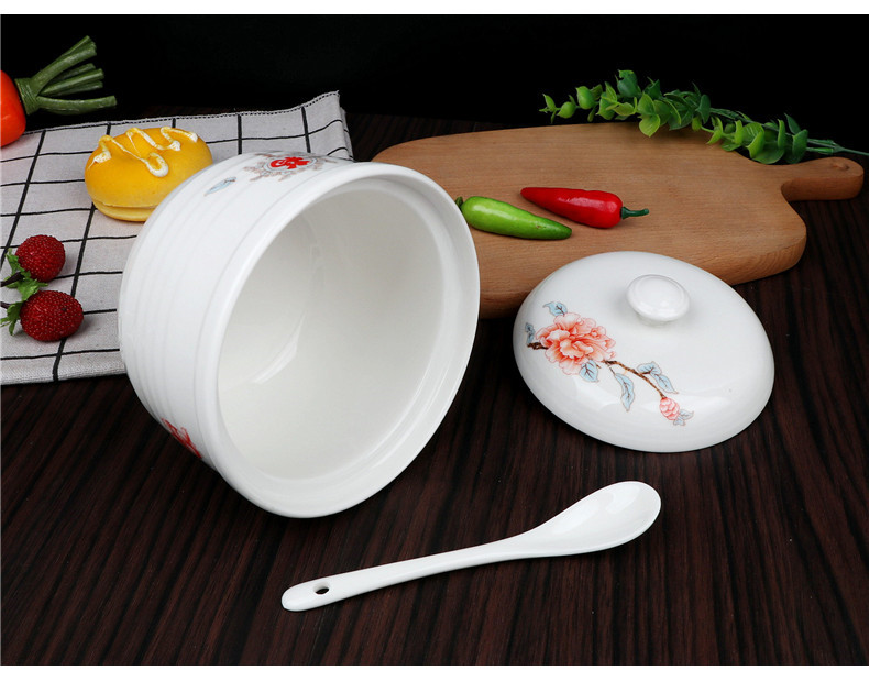 High quality ceramic sauce seasoning as cans of individual creative chilli oil, lard flavor pot kitchen salt seasoning box