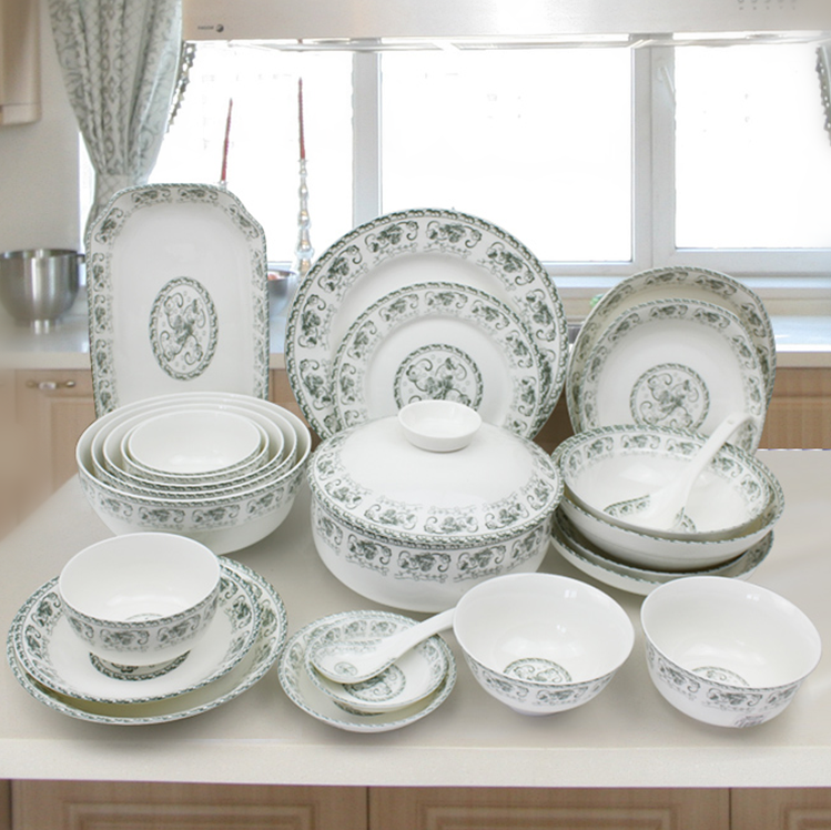 Minsheng ceramic tableware race autumn rhyme Porcelain bowl dish plate Bulk rice bowl dish plate Soup bowl Soup plate Noodle bowl dish plate