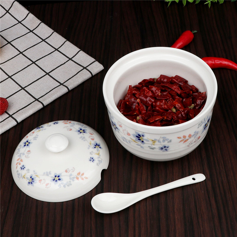 High quality ceramic sauce seasoning as cans of individual creative chilli oil, lard flavor pot kitchen salt seasoning box