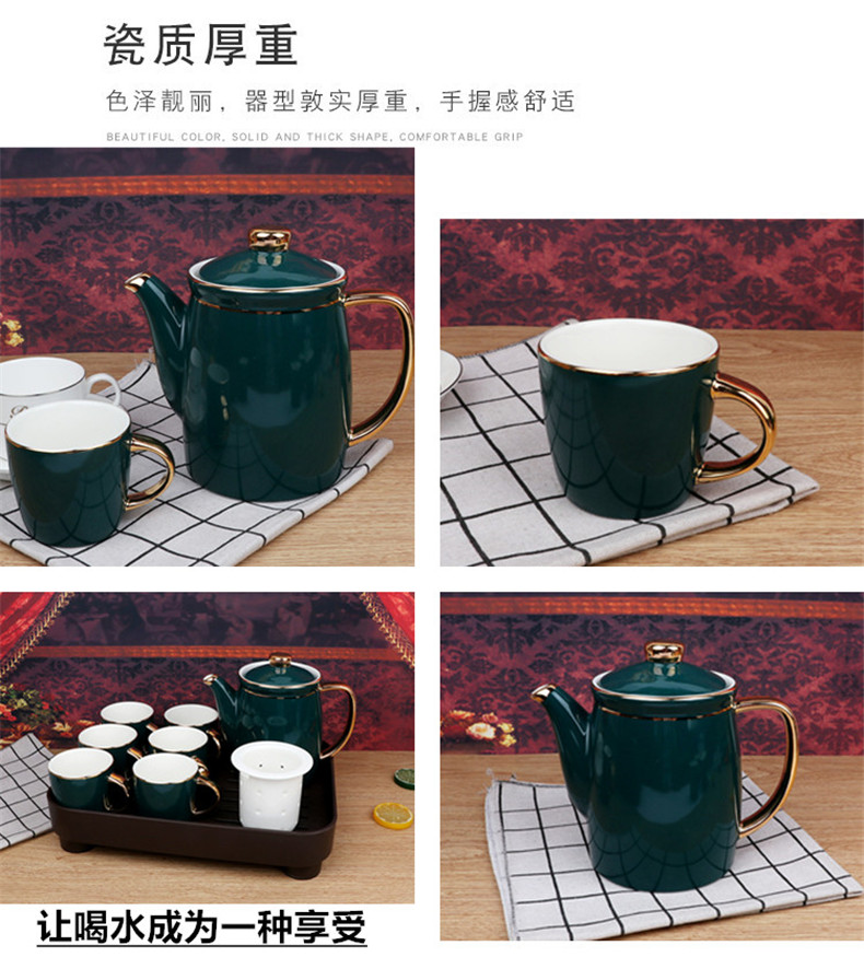 Gold, ceramic tea with 9 sets tea sets up phnom penh European ceramic tea cup teapot tea tray