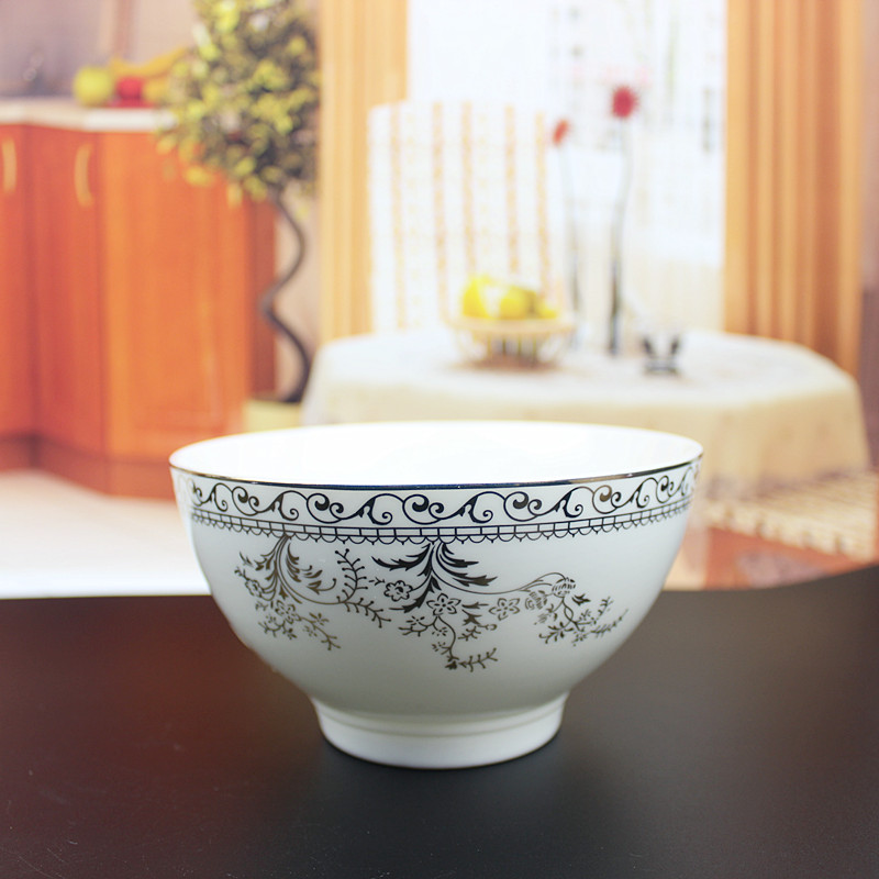 Swan lake, people 's livelihood industry tableware five inches tall bowl of porridge bowl of gold and silver white jade porcelain bowl bowl soup bowl