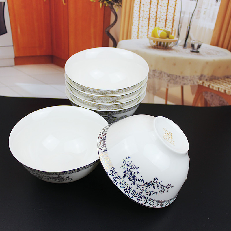 Swan lake, people 's livelihood industry tableware 5 "excessive penetration bowl of gold and silver side job fine jade porcelain porringer bowl