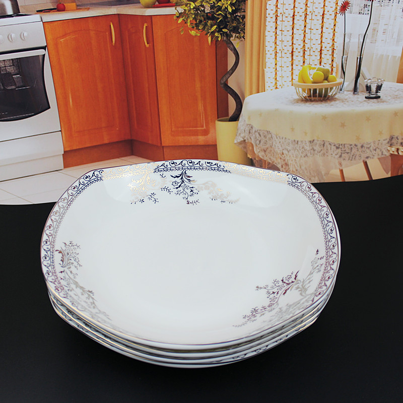 Minsheng ceramics swan lake boat form plate of gold and silver tableware and 9 inches square pad fish dish shape fashion plate length