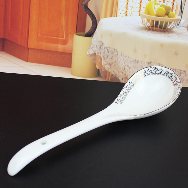 People 's livelihood ceramics tableware swan lake big gold and silver spoon edge two spoon porridge spoon bending spoons hold a spoon