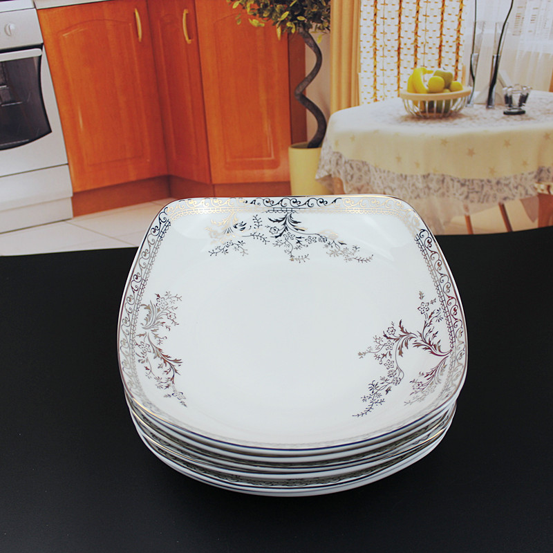 Swan lake, people 's livelihood industry 8 inch pot plate of gold and silver and porcelain tableware plate square plate of the four dish plate