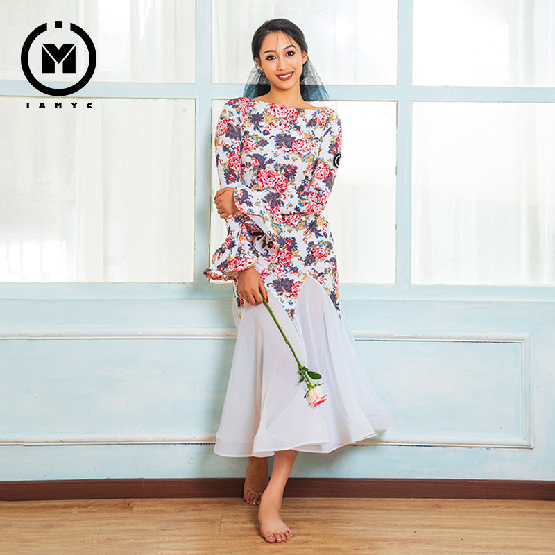 IAMYC Morden Dance Dress Female National Standard Dance Ballroom Dancer Great Hem Dress Dress B30003-Taobao