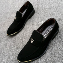 Summer mens casual shoes worn shoes men and Korean edition of the tide of the English hair stylist leather shoes pointed teen shoes black