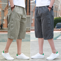 Summer thin Capri pants mens loose straight pants size casual 7 overalls sports shorts Mens Outdoor