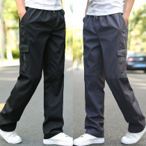 autumn winter thick men's plus size loose casual pants men's straight sports pants outdoor multi pocket cargo pants elastic waist
