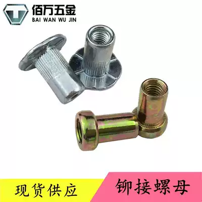 Carbon steel galvanized elevator license plate rivet nut closed blind hole pull rivet nut M6M8 spot supply riveting nut