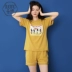 Bộ đồ ngủ thể thao Duo Ting Quần short nữ mùa hè cotton ngắn tay có thể mặc bên ngoài quần áo nhà mỏng phần cotton quần áo phù hợp với nhà - Giống cái