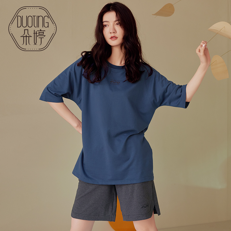 Duoting pajamas women's summer cotton short-sleeved shorts Home clothes casual wear home clothes thin two-piece suit