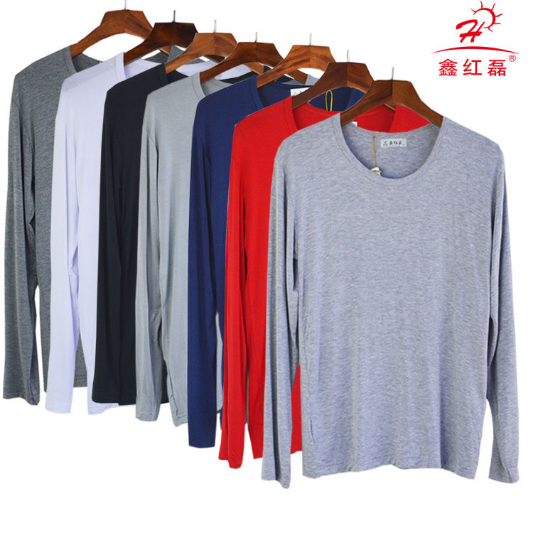 Men's thin bottoming shirt autumn clothes plus fat large size round neck youth middle-aged and elderly modal long-sleeved T-shirt autumn